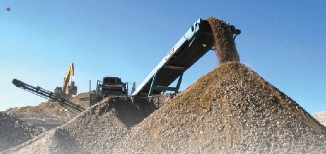 Bulk aggregates and gravel stockpile for construction supply
